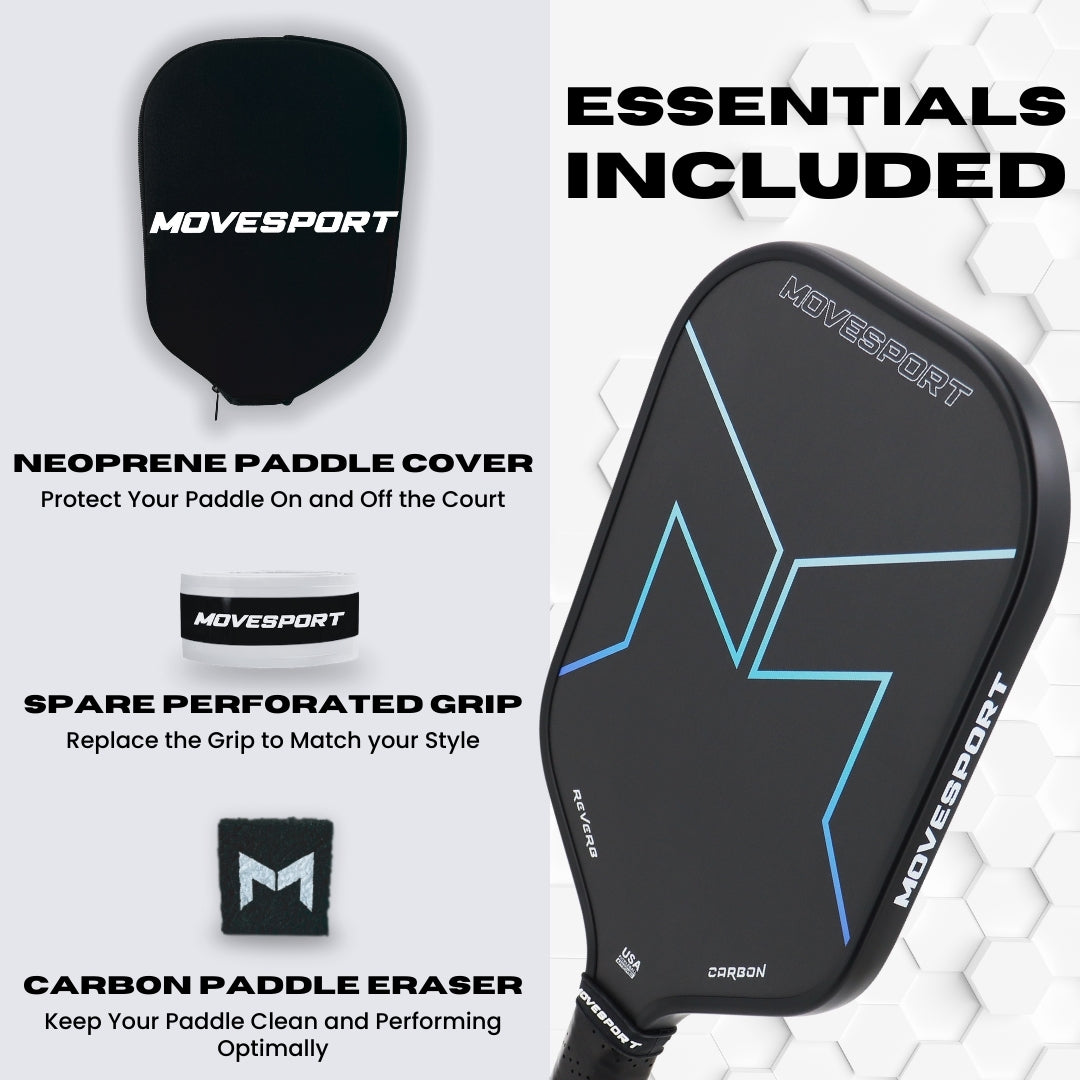 Movesport pickleball paddle with accessories on a white background. Pickleball Paddle set